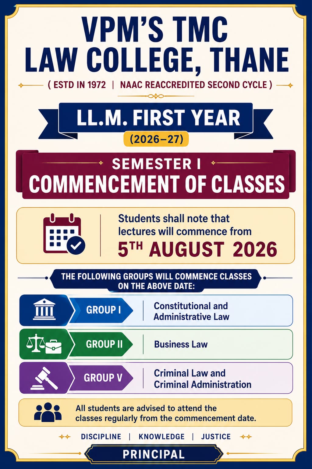 Commencement of Classes 2026